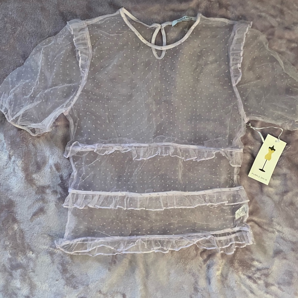 Sheer Ruffle Top - Lavender